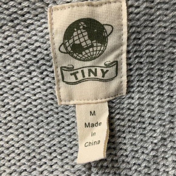 Anthropologie Tiny Grey Wool Blend Ruffle Shawl Collar Sweater Coat SZ M - Picture 10 of 12